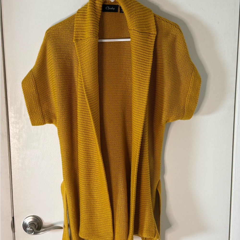 Chesley Mustard Yellow Open-Front Short Sleeve Cardigan